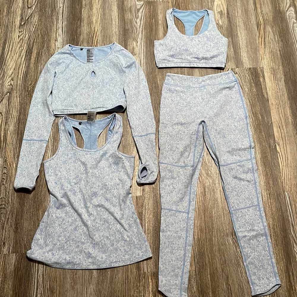 Gymshark Icy Blue Matching 4 Piece Workout Set